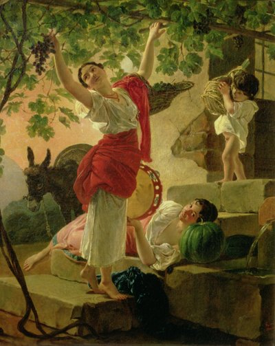 Mädchen beim Traubenpflücken in der Nähe von Neapel, 1827 von Karl Pavlovich Bryullov